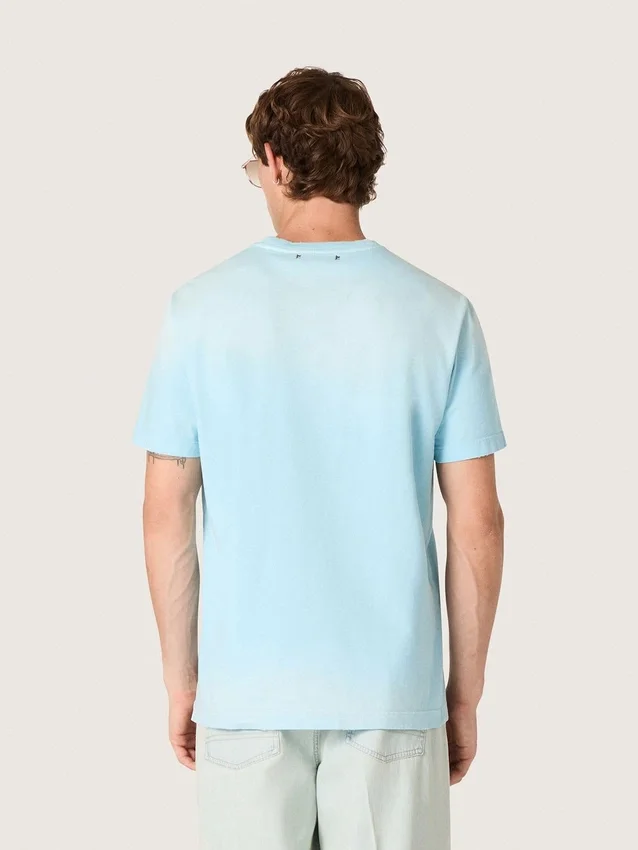 Chemise pour homme en jersey de coton bleu clair avec imprimé graphique
