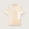 Chemise pour homme en jersey de coton à effet patchwork blanc et beige
