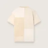 Chemise pour homme en jersey de coton à effet patchwork blanc et beige