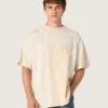 Chemise pour homme en jersey de coton à effet patchwork blanc et beige