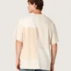 Chemise pour homme en jersey de coton à effet patchwork blanc et beige