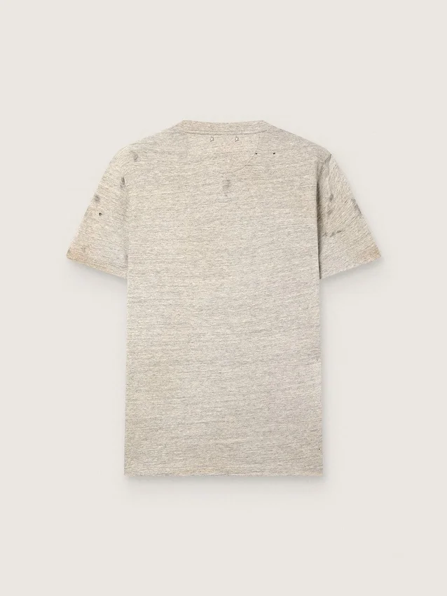 Chemise pour homme en jersey gris chiné avec imprimé vintage