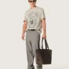Chemise pour homme en jersey gris chiné avec imprimé vintage