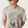 Chemise pour homme en jersey gris chiné avec imprimé vintage