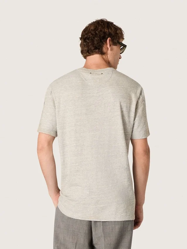 Chemise pour homme en jersey gris chiné avec imprimé vintage