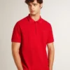 Chemise pour homme en piqué de coton rouge