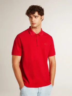 Chemise pour homme en piqué de coton rouge