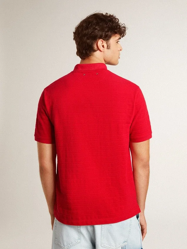 Chemise pour homme en piqué de coton rouge