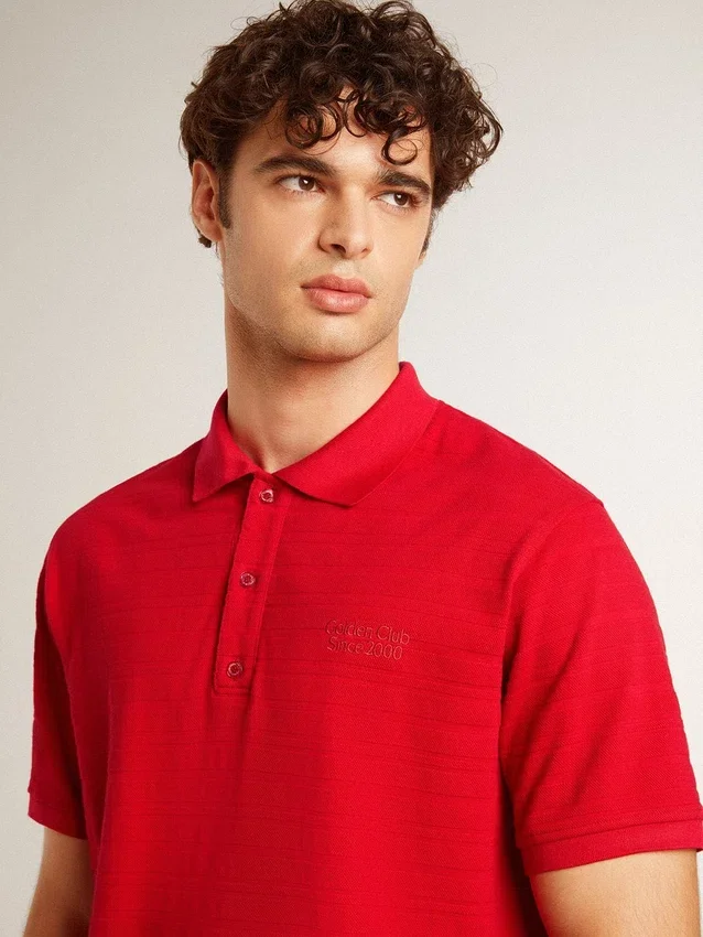 Chemise pour homme en piqué de coton rouge