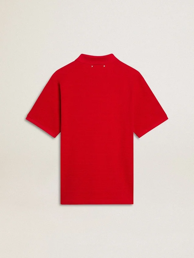 Chemise pour homme en piqué de coton rouge