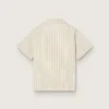 Chemise rayée écru, beige et gris pour garçons avec broderie « Frutteria Golden »