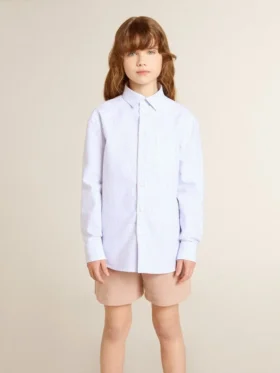 Chemise rayée pour fille avec lettrage brodé sur la poche