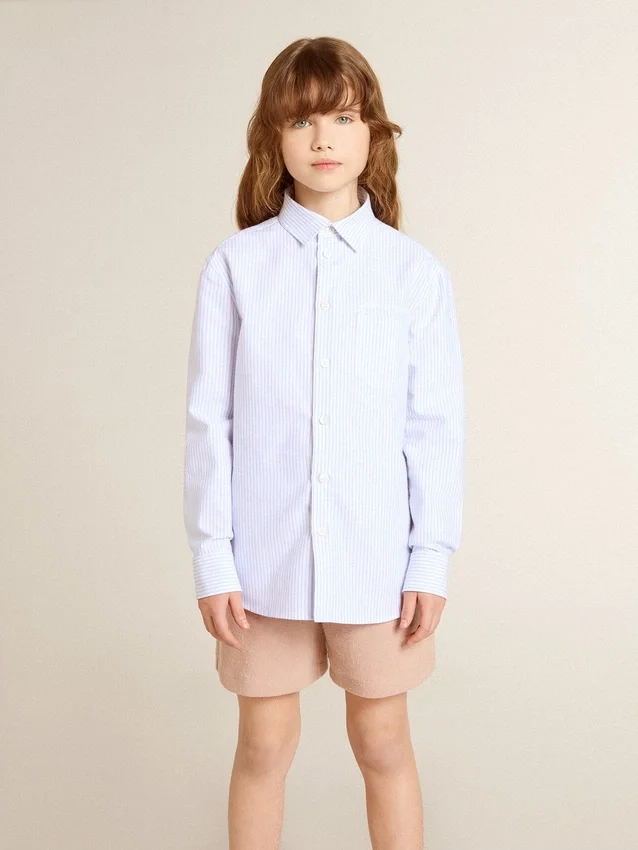 Chemise rayée pour fille avec lettrage brodé sur la poche