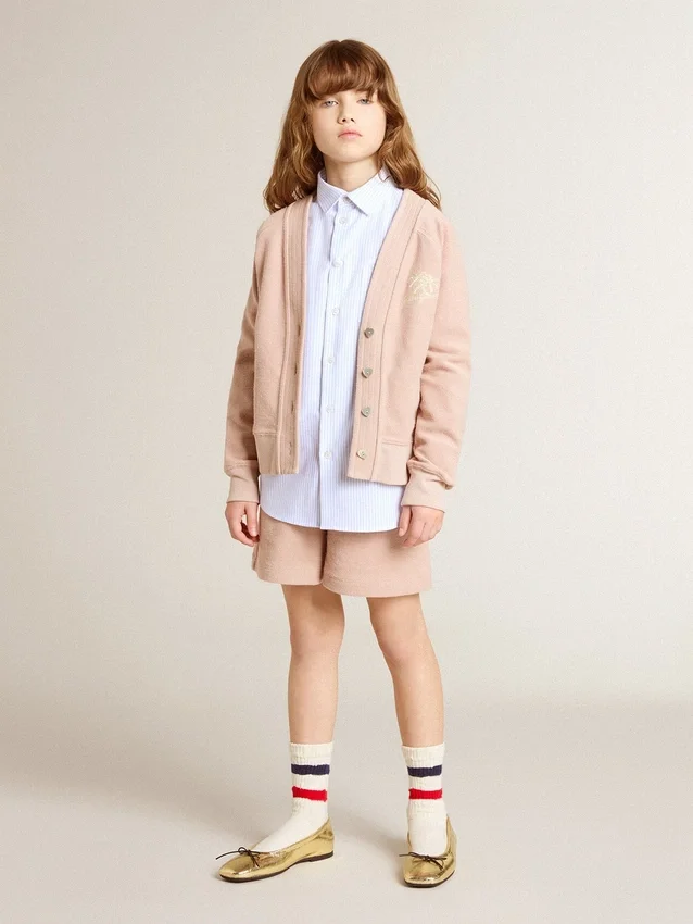 Chemise rayée pour fille avec lettrage brodé sur la poche