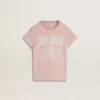 Chemise rose pour fille avec imprimé blanc