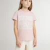 Chemise rose pour fille avec imprimé blanc