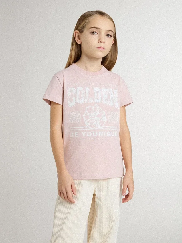 Chemise rose pour fille avec imprimé blanc