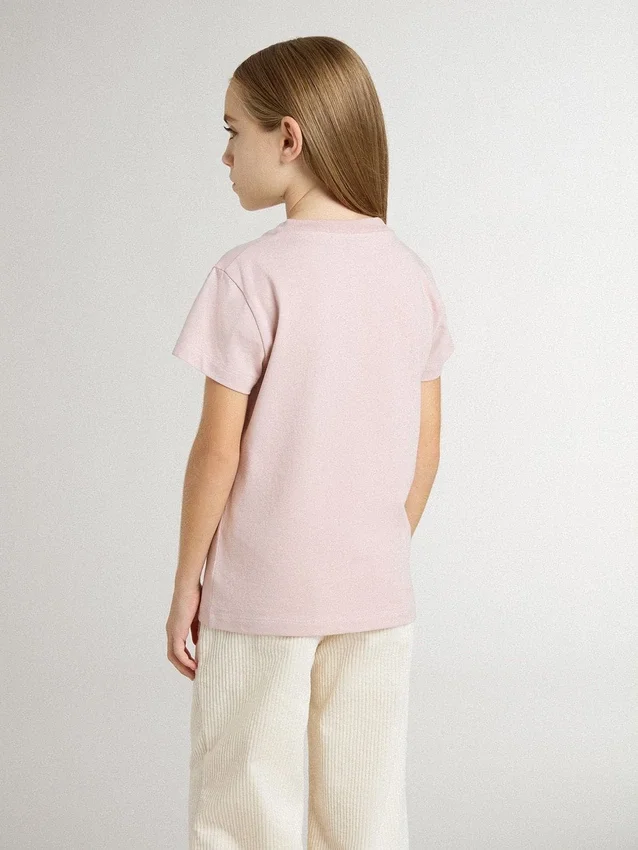 Chemise rose pour fille avec imprimé blanc
