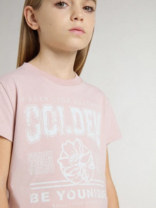 Chemise rose pour fille avec imprimé blanc