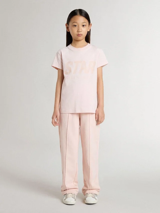 Chemise rose pour fille avec imprimé rose sur le devant