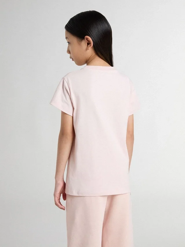 Chemise rose pour fille avec imprimé rose sur le devant