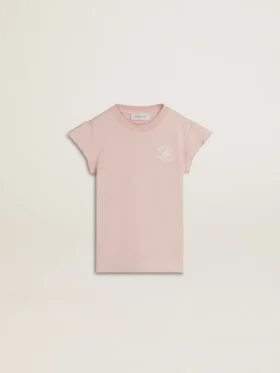 Chemise rose pour fille à manches à volants et broderie