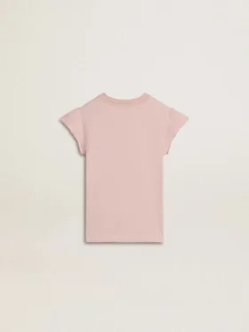 Chemise rose pour fille à manches à volants et broderie