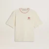 Chemise sans manches blanche délavée avec broderie rouge pour le Nouvel An chinois