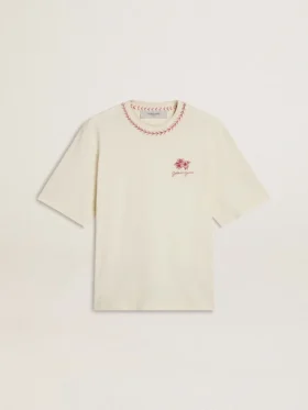 Chemise sans manches blanche délavée avec broderie rouge pour le Nouvel An chinois