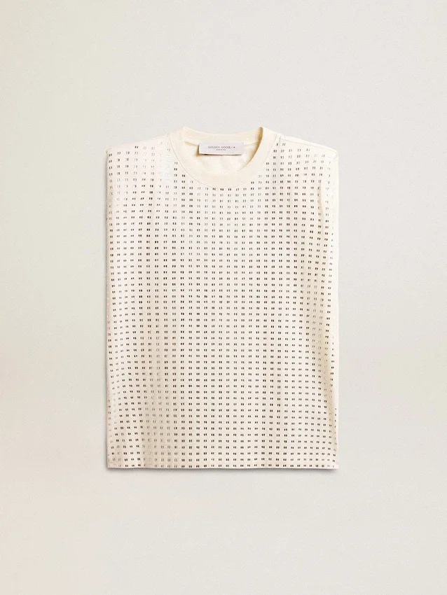 Chemise sans manches blanche vieillie ornée de cristaux