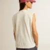 Chemise sans manches blanche vieillie ornée de cristaux