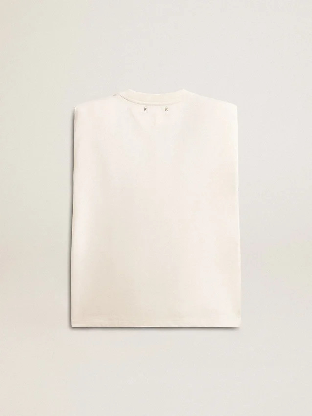 Chemise sans manches blanche vieillie ornée de cristaux