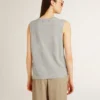 Chemise sans manches gris pour femme avec imprimé jaune