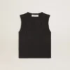Chemise sans manches noire délavée avec broderie dégradée ton sur ton