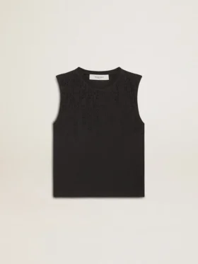 Chemise sans manches noire délavée avec broderie dégradée ton sur ton