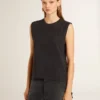 Chemise sans manches noire délavée avec broderie dégradée ton sur ton