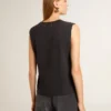 Chemise sans manches noire délavée avec broderie dégradée ton sur ton
