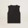 Chemise sans manches noire délavée avec broderie dégradée ton sur ton
