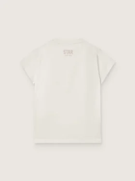 Chemise « Star » pour fille en jersey de coton blanc avec une étoile rose pailletée