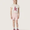 Chemise « Star » pour fille en jersey de coton blanc avec une étoile rose pailletée