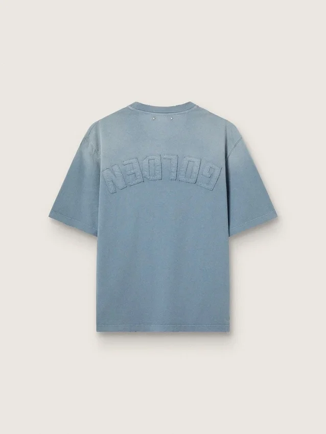 Chemise unisexe en coton bleu ciel avec imprimé inversé dans le dos