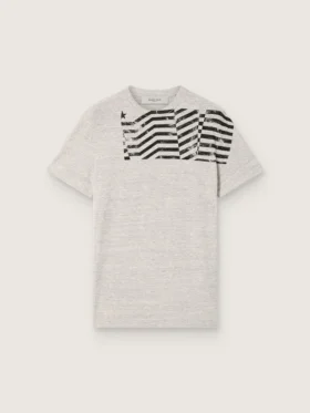 Chemise unisexe en jersey gris chiné avec imprimé drapeau