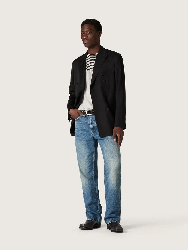 Chemise unisexe en jersey gris chiné avec imprimé drapeau