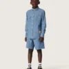 Short unisexe Journey en chambray de coton bleu clair avec logo brodé