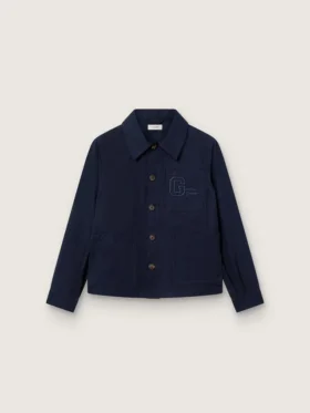 Chemise unisexe Journey en toile de coton bleue avec logo brodé