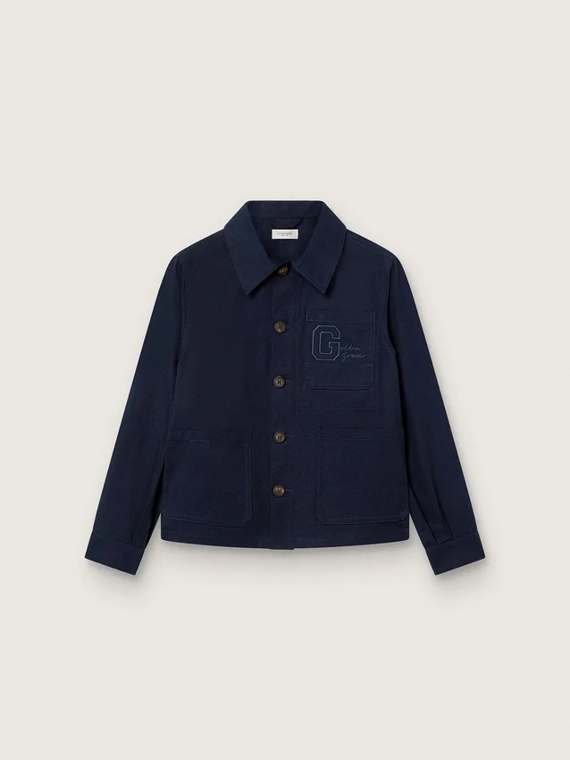 Chemise unisexe Journey en toile de coton bleue avec logo brodé