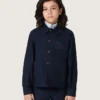 Chemise unisexe Journey en toile de coton bleue avec logo brodé