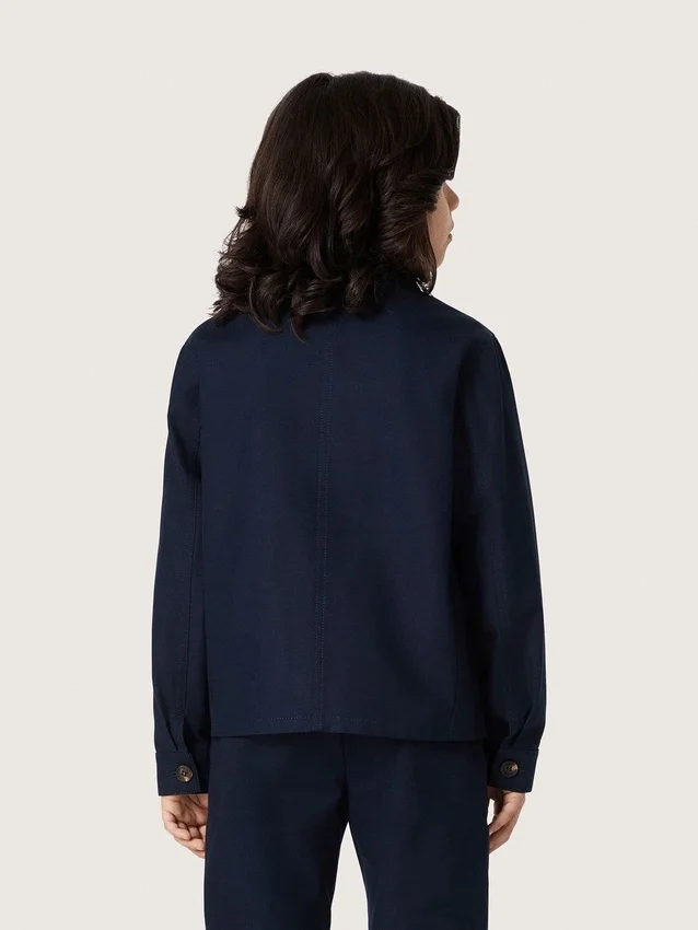 Chemise unisexe Journey en toile de coton bleue avec logo brodé