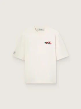 Chemise unisexe Resort en coton blanc avec imprimé et logo