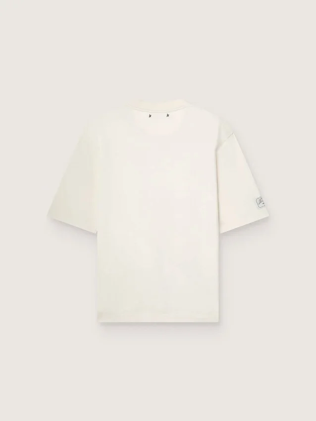 Chemise unisexe Resort en coton blanc avec imprimé et logo